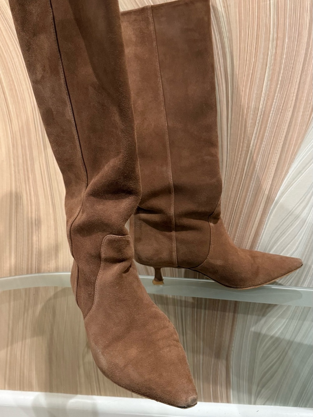 Stuart Weitzman Brown Suede Over-the-Knee Pointed-Toe Boots